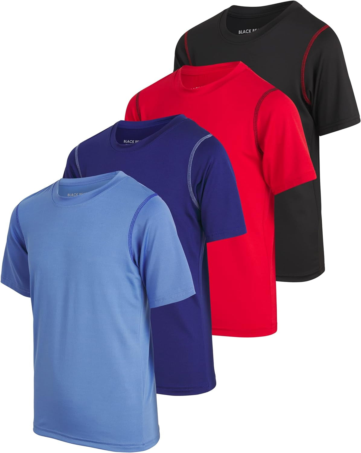 Boys Youth Dry Fit T-Shirt - 4 Pack Active Athletic Performance Short Sleeve Shirts for Teens (Sizes: 4-18)