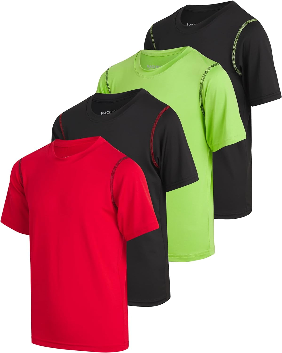 Boys Youth Dry Fit T-Shirt - 4 Pack Active Athletic Performance Short Sleeve Shirts for Teens (Sizes: 4-18)
