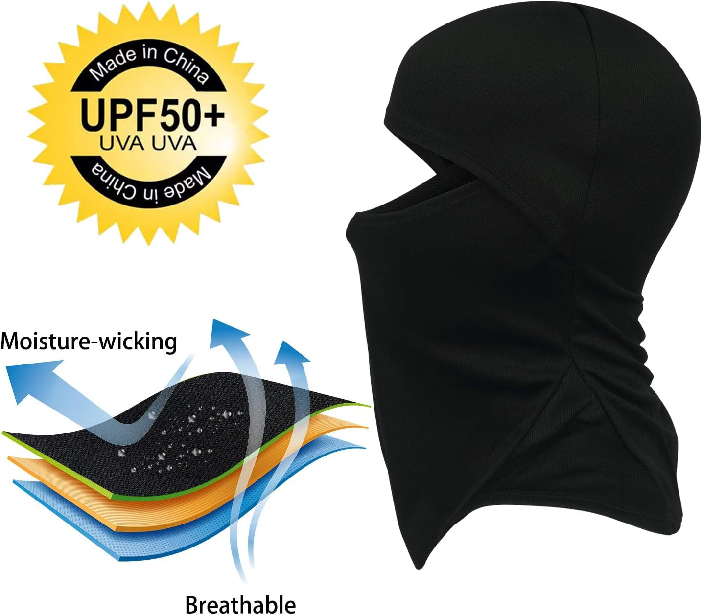 Balaclava Ski Mask 3 Pieces Full Face Cover for Men and Women Sun Protection Breathable Shiesty Mask for Skiing A-Black
