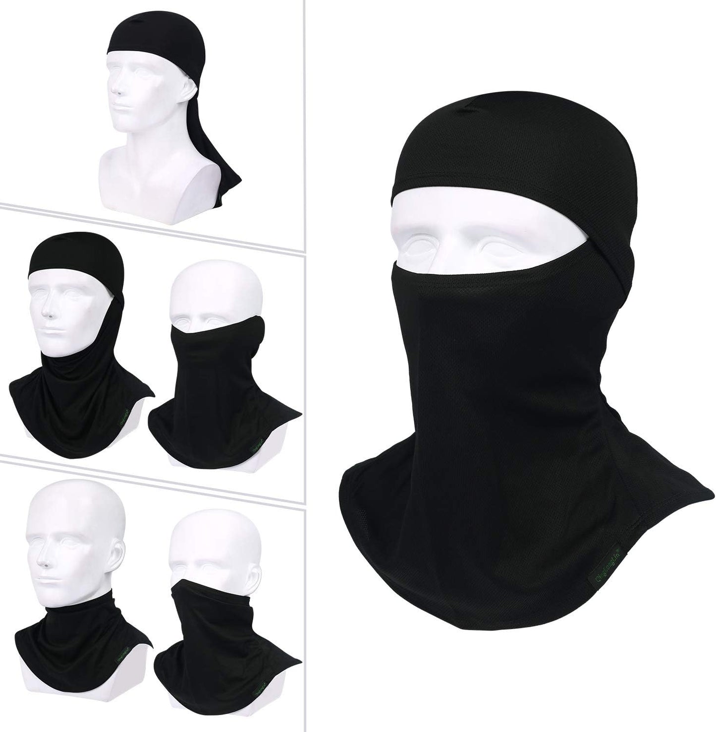 Balaclava Ski Mask 3 Pieces Full Face Cover for Men and Women Sun Protection Breathable Shiesty Mask for Skiing A-Black