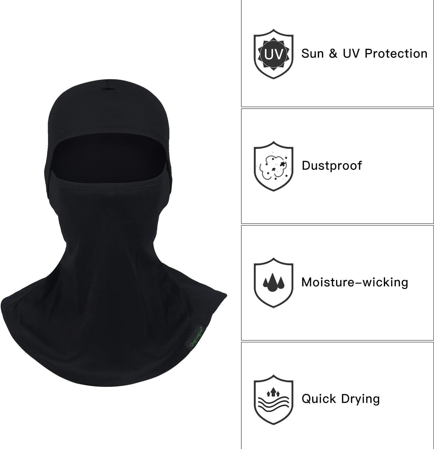 Balaclava Ski Mask 3 Pieces Full Face Cover for Men and Women Sun Protection Breathable Shiesty Mask for Skiing A-Black