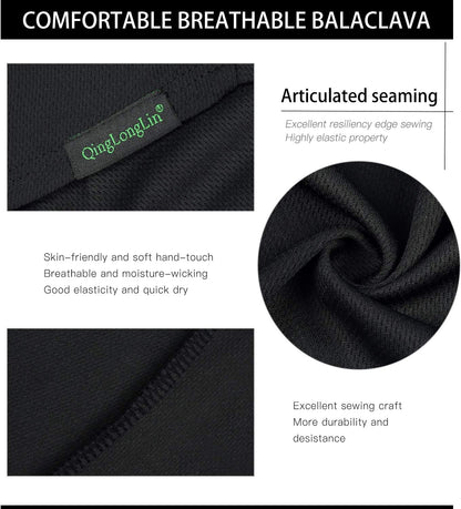 Balaclava Ski Mask 3 Pieces Full Face Cover for Men and Women Sun Protection Breathable Shiesty Mask for Skiing A-Black